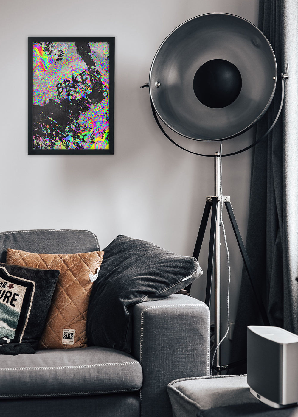 Quadro Decorativo Arte BRKE grafite Abstrata - Com vidro