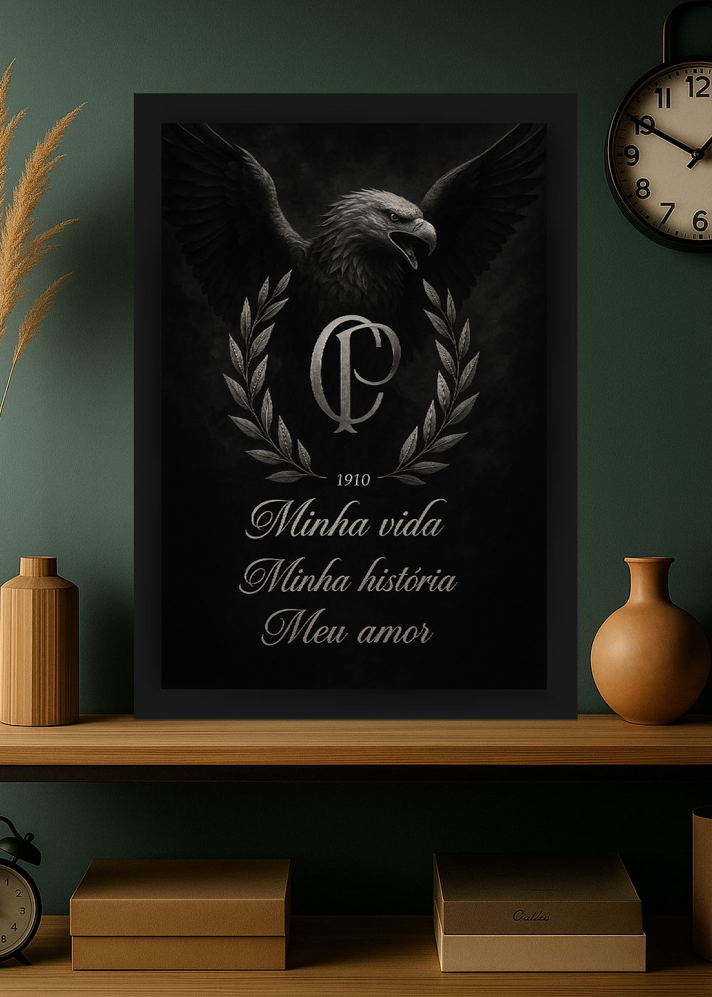 Quadro Corinthians Minha Vida SCCP Com Vidro e Moldura