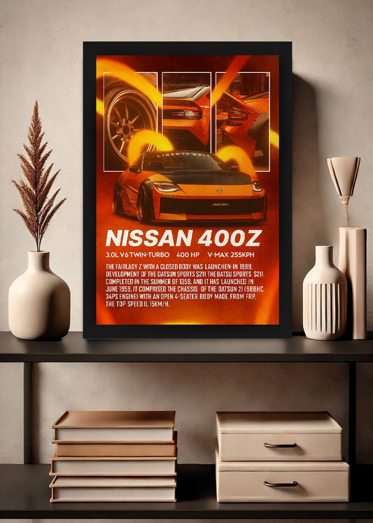 Quadro Com Vidro Nissan 400Z Liberty Walk com Moldura