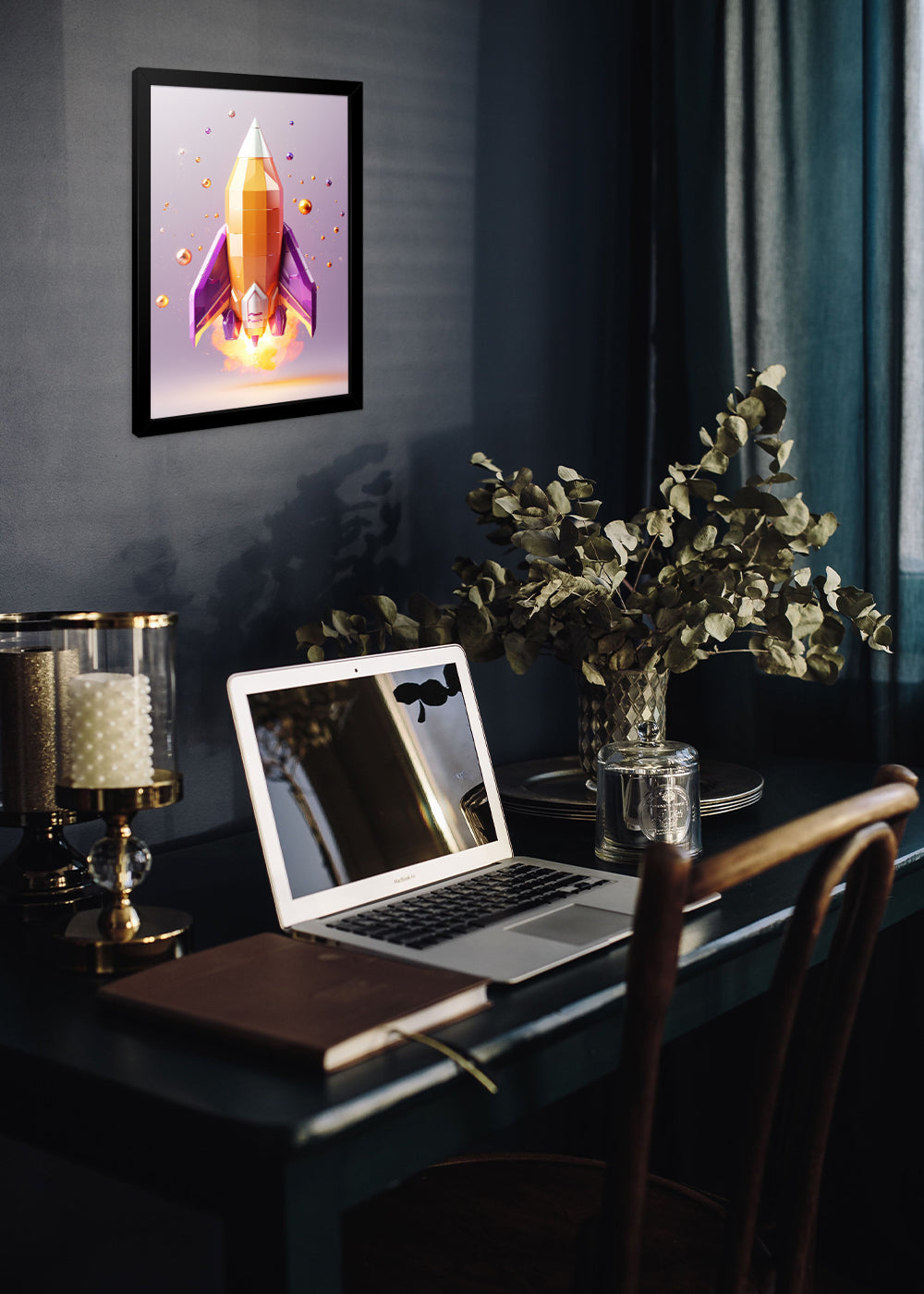 Quadro Foguete artistico levantando voo Abstrata - Com vidro