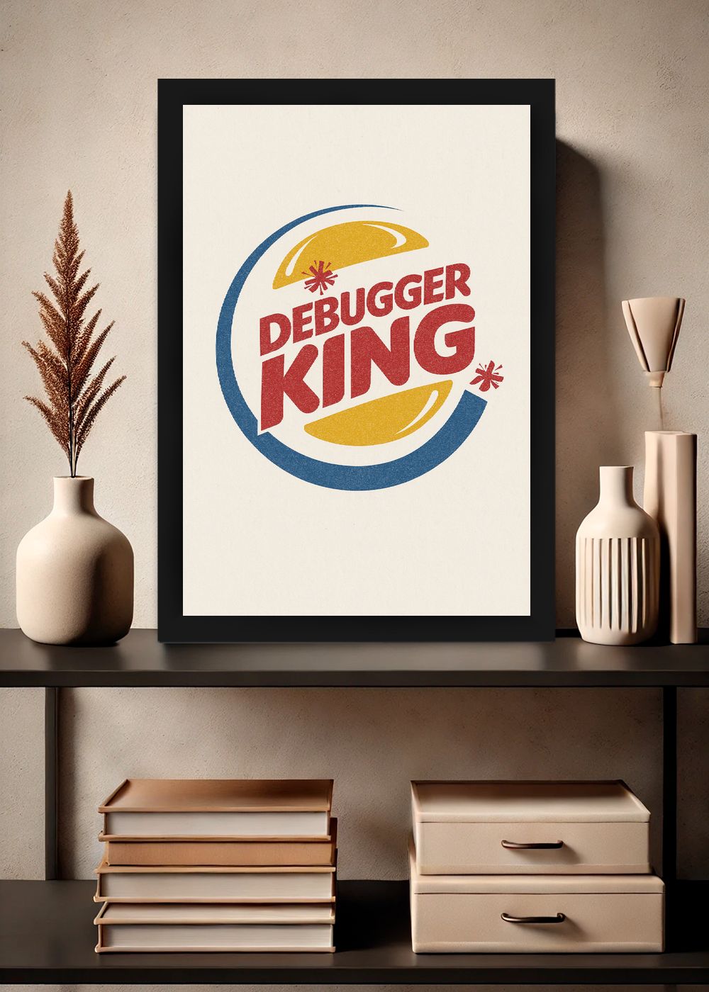 Quadro Geek Debugger King Com Vidro e Moldura