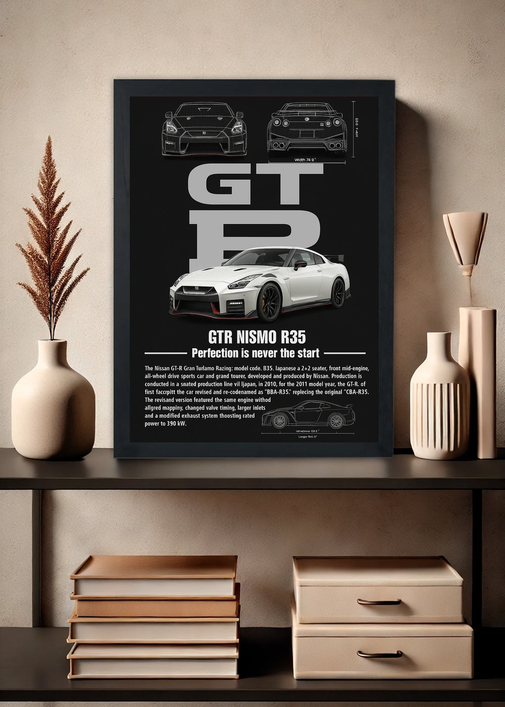 Quadro decorativo GTR Nismo R35 – Com vidro