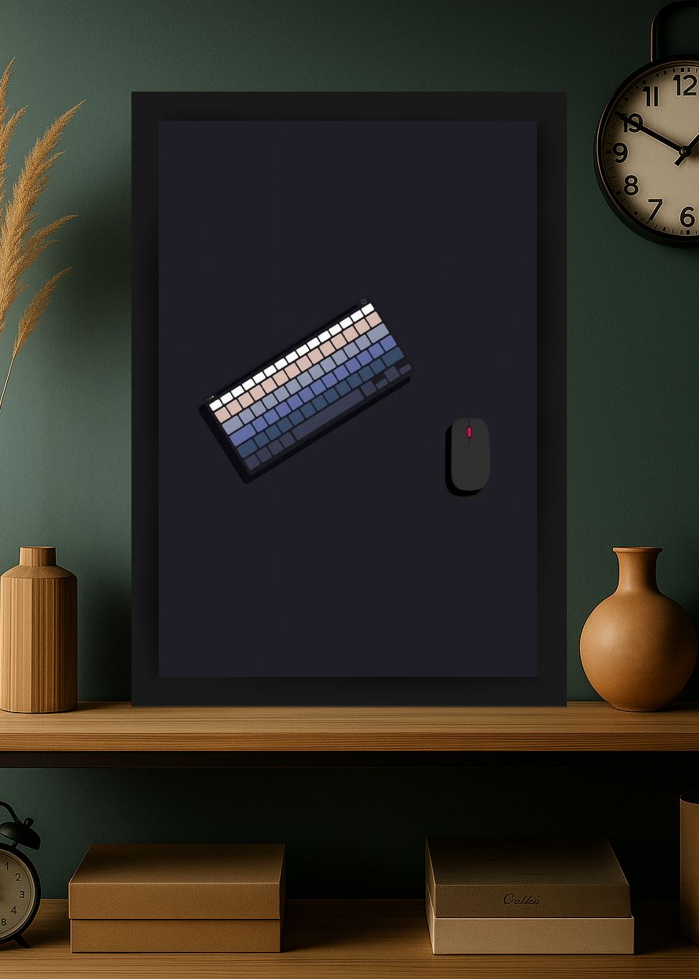 Quadro Setup Minimalista com Vidro e Moldura