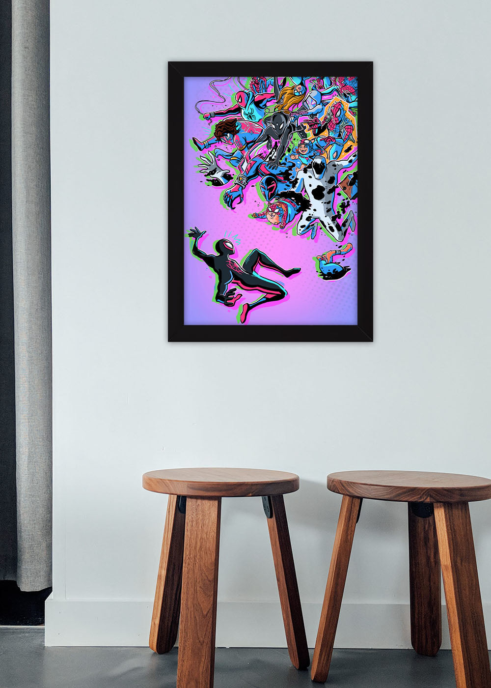 Quadro Homem Aranha e o mundo aranha - Com vidro