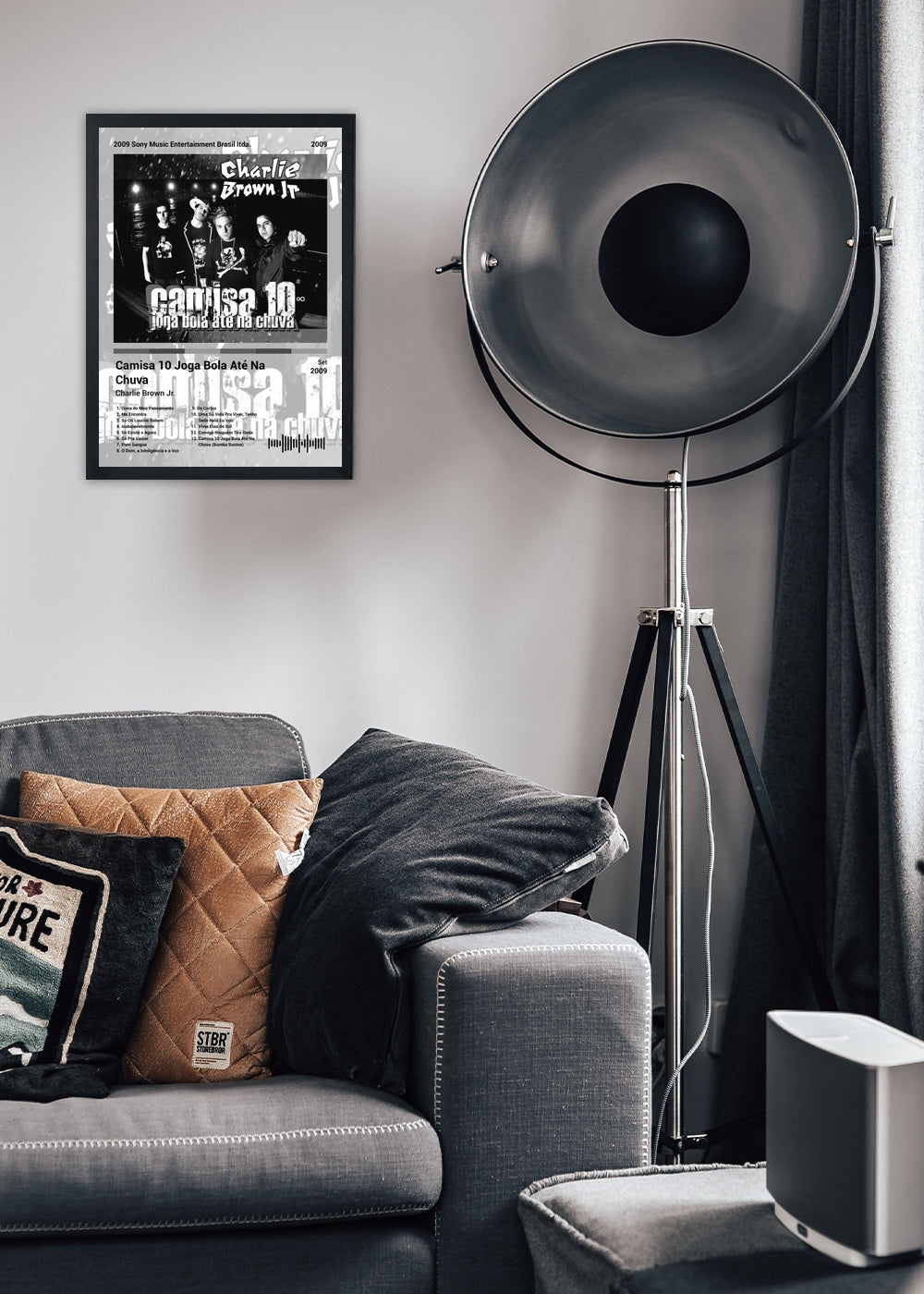 Quadro Charlie Brown Jr. Camisa 1... (Black&white) Com Vidro