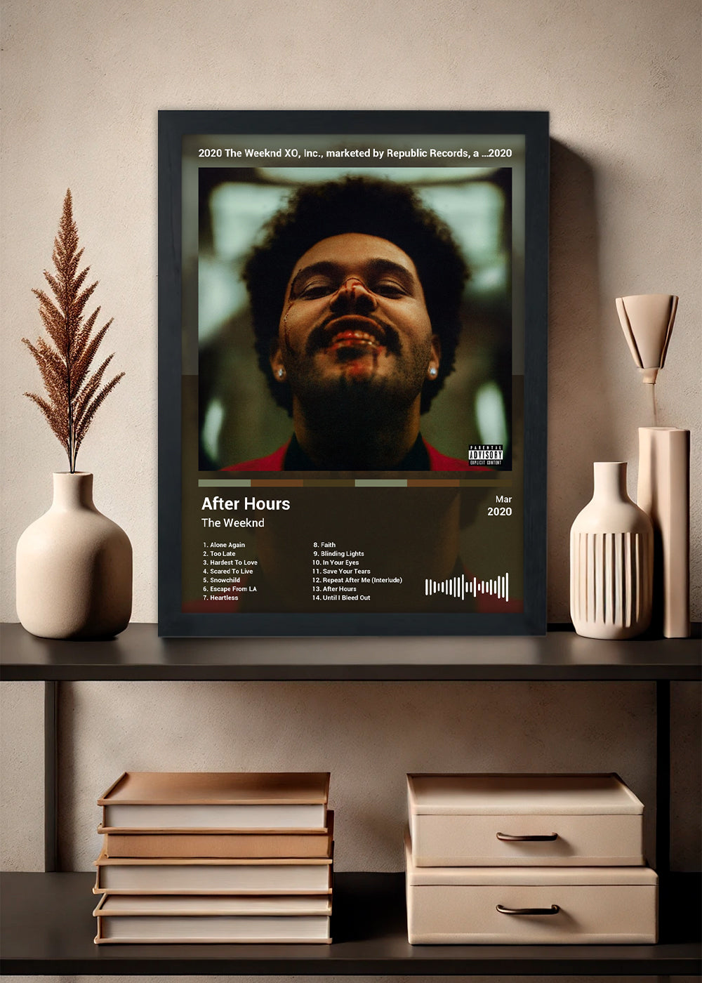 Quadro The Weeknd - After Hours (Colored) - Com Vidro