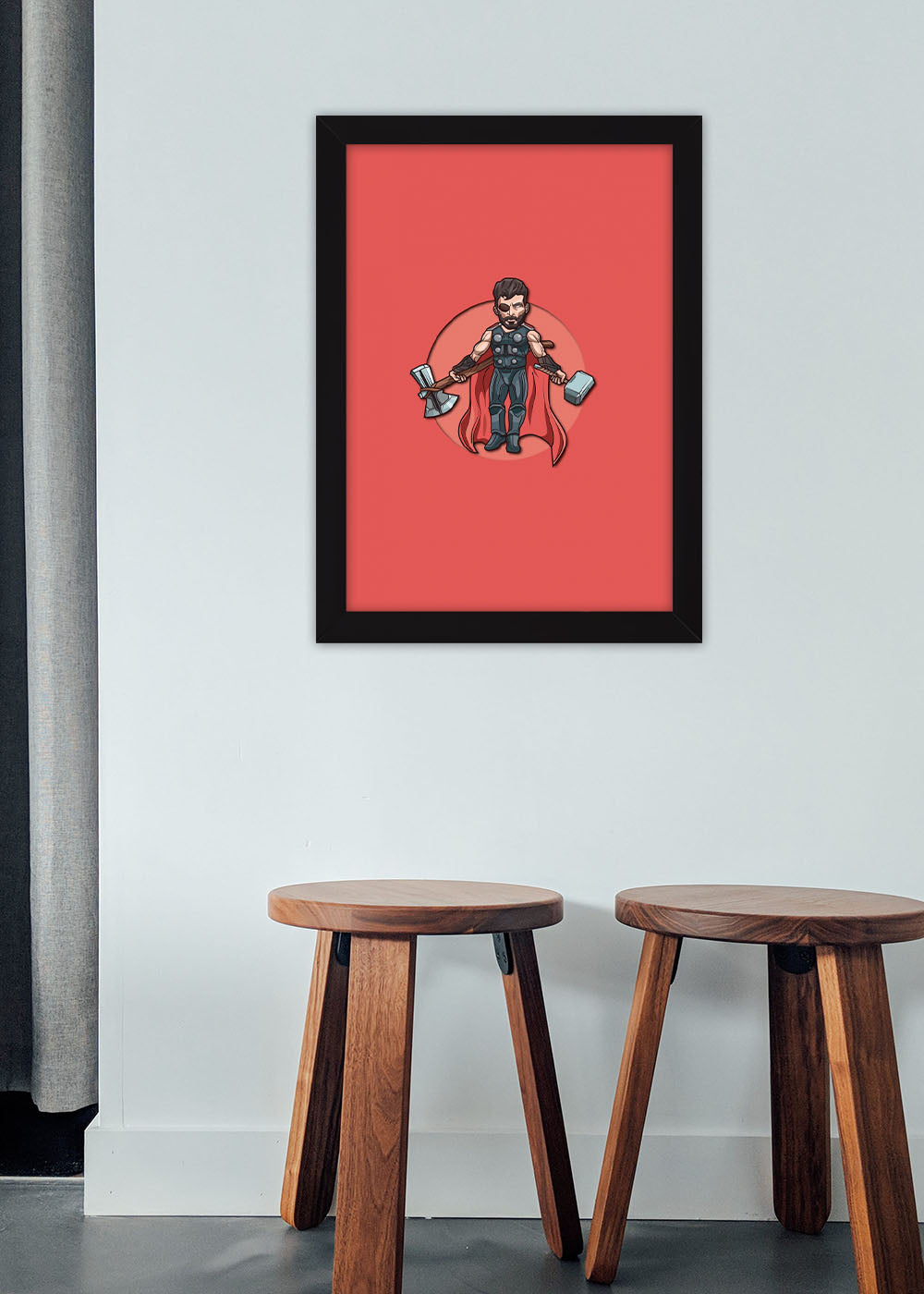 Quadro Decorativo Heroi Marvel - Thor - Com vidro
