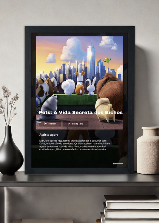 Quadro Decorativo A Vida Secreta dos Bichos - Com vidro