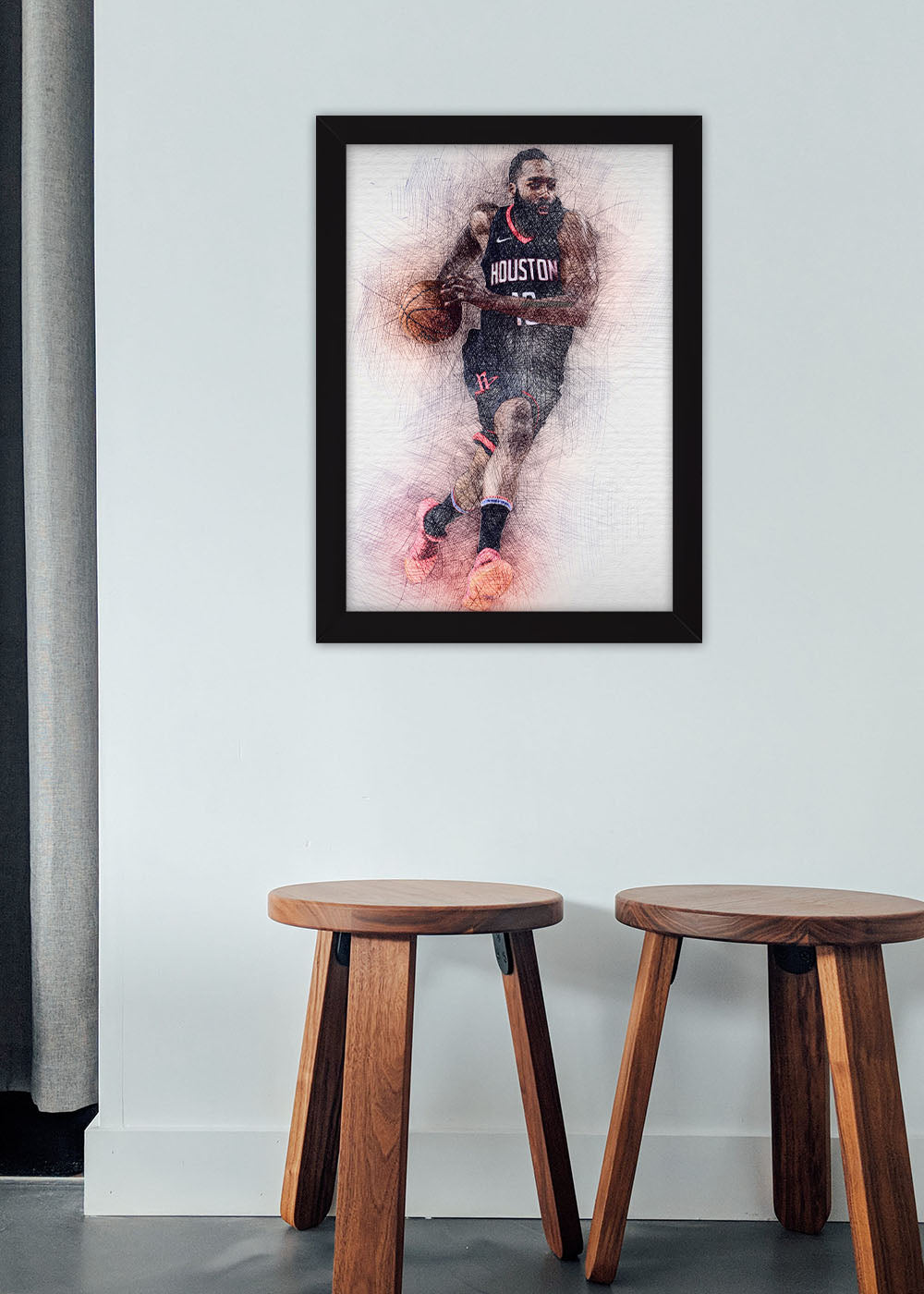 Quadro Decorativo James Harden - Houston Rockets - Com vidro