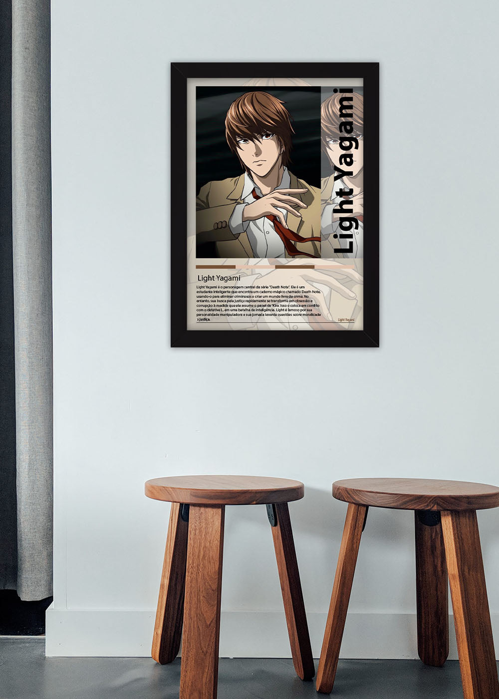 Quadro Decorativo Light Yagami - Death Note - Com vidro