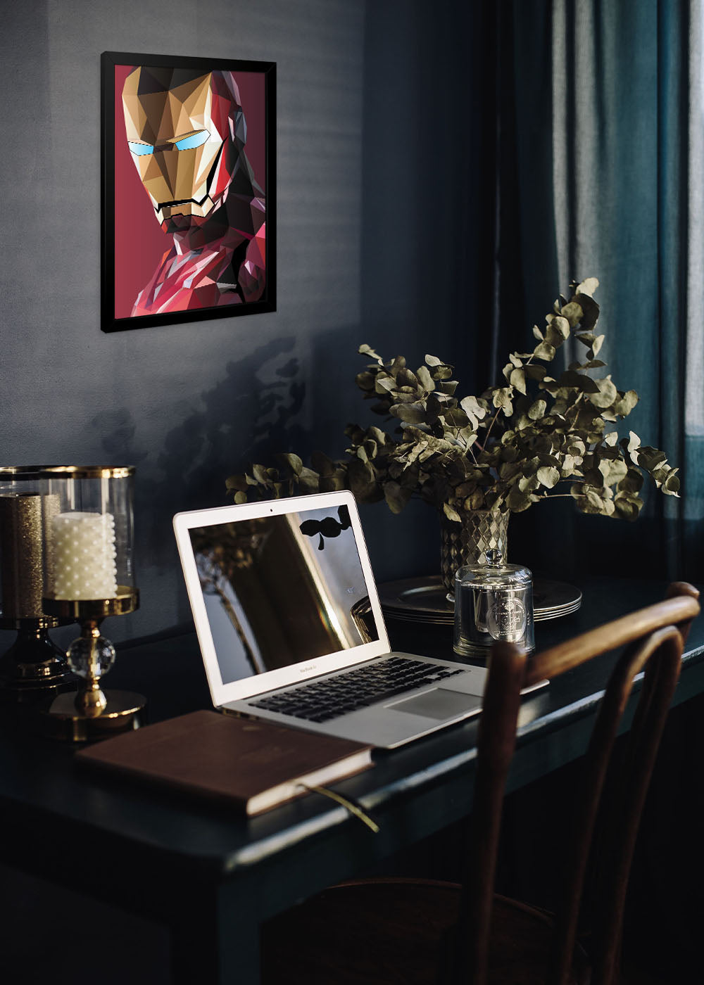 Quadro Heroi Marvel - Homem de Ferro geométrico - Com vidro