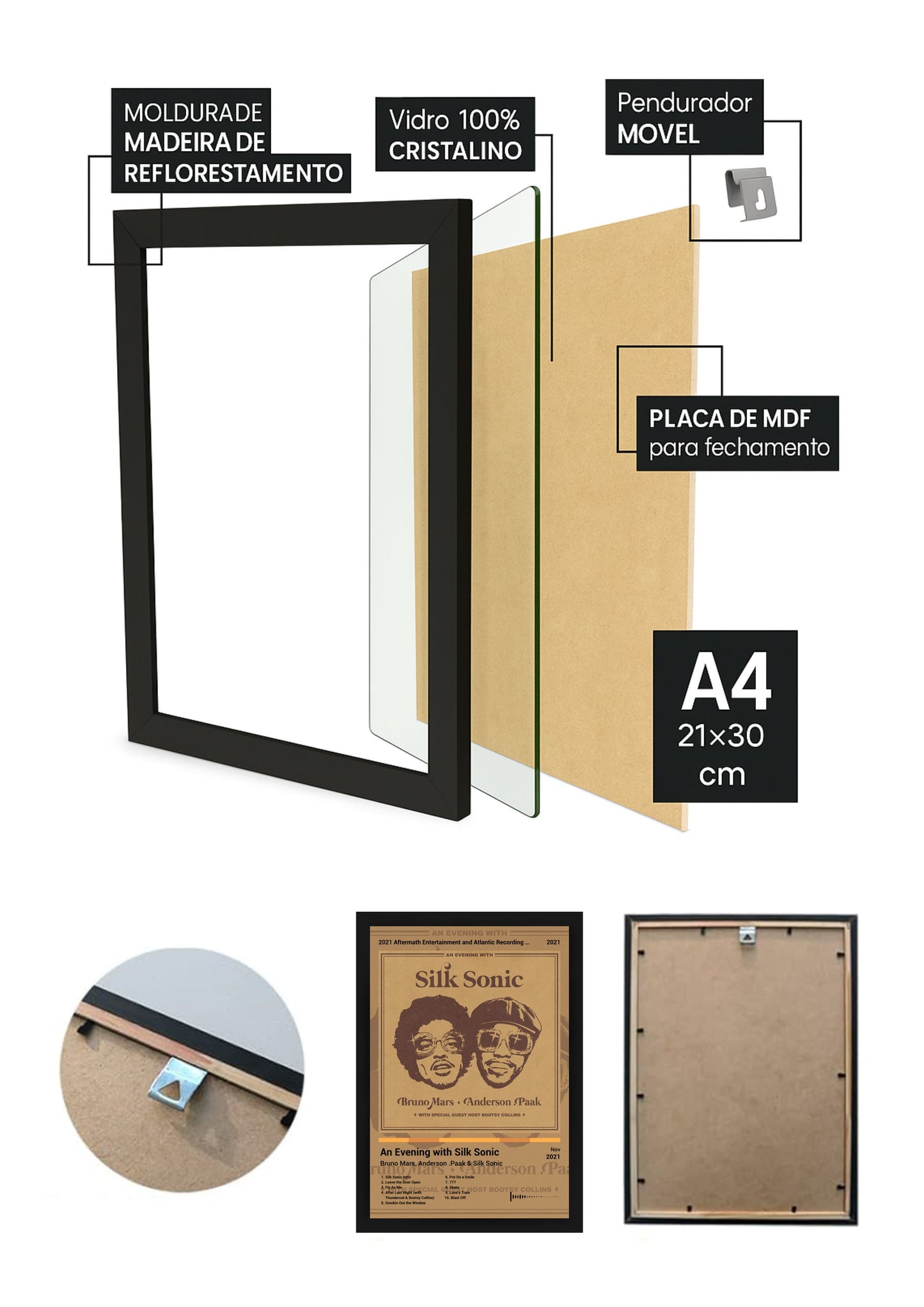 Quadro Bruno Mars An Evening with Sil... (Colored) Com Vidro