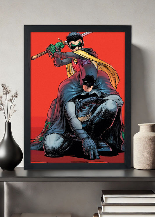 Quadro Decorativo Robin e Batman - DC - Com vidro
