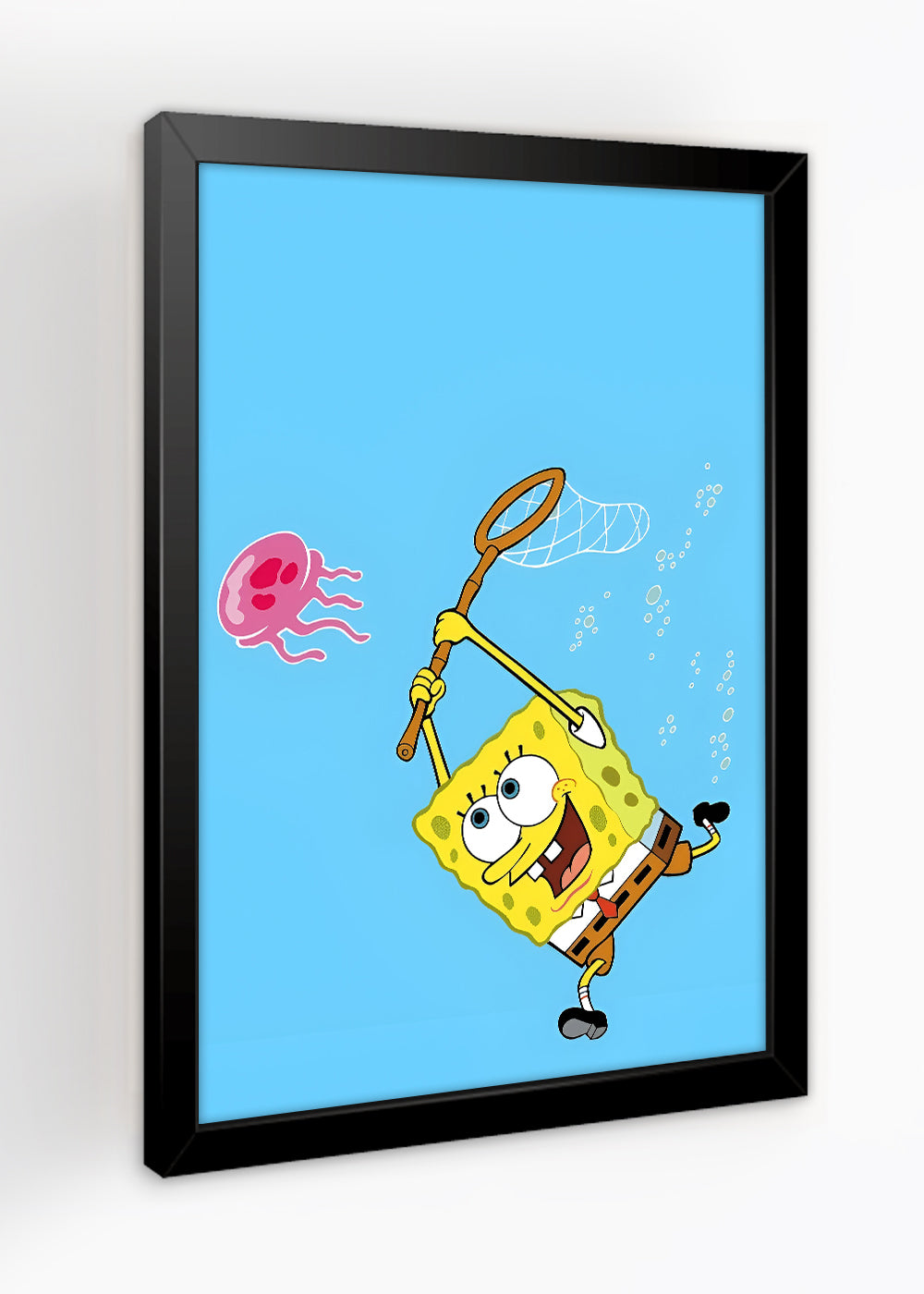 Quadro Decorativo Bob esponja caçando - Com vidro