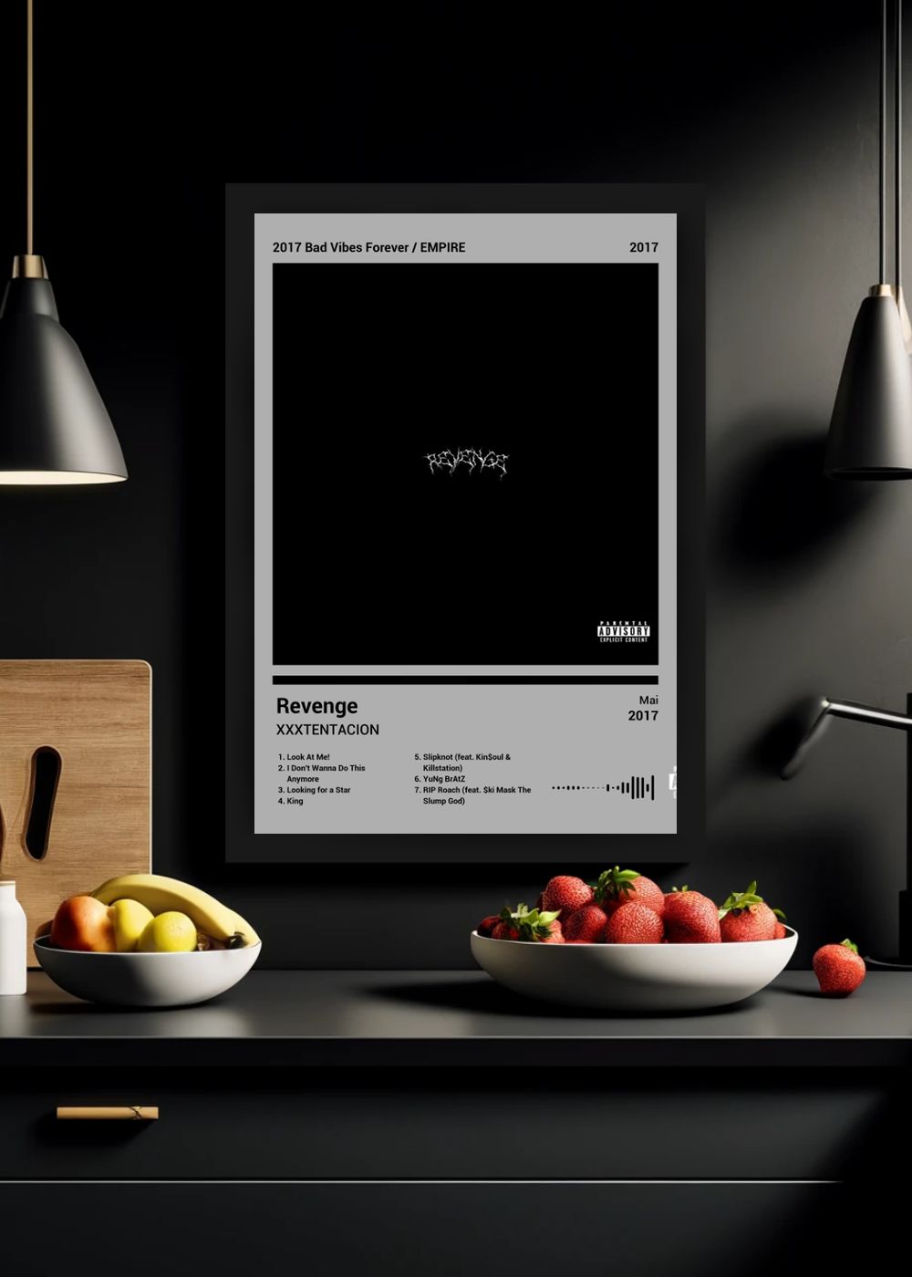 Quadro Decorativo XXXTENTACION Revenge (Light) Com Vidro