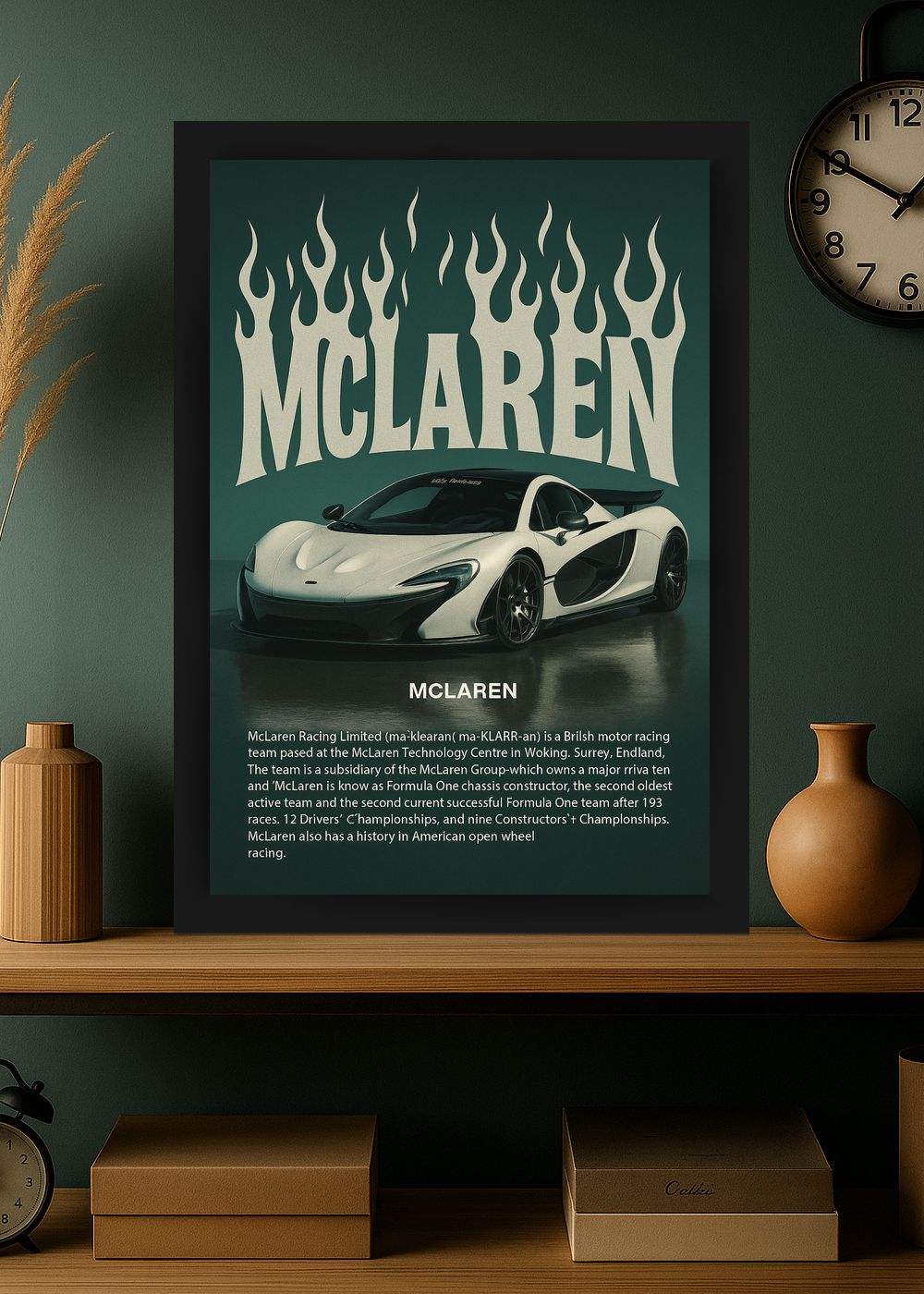 Quadro Decorativo McLaren P1 Lenda das Ruas Com Vidro