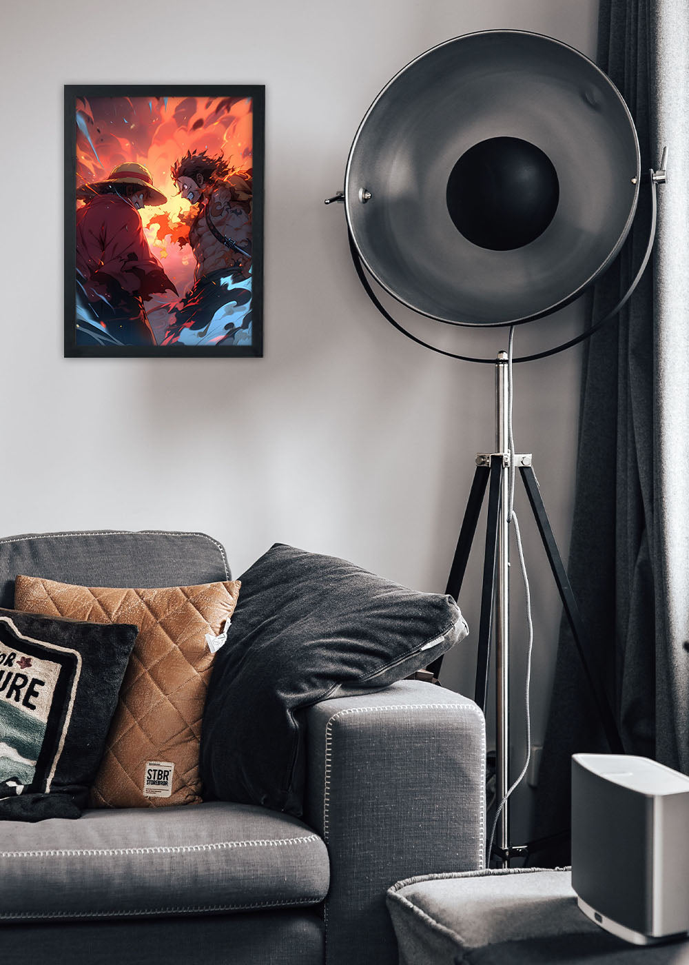 Quadro Decorativo One Piece - Luffy and Ace- Com vidro