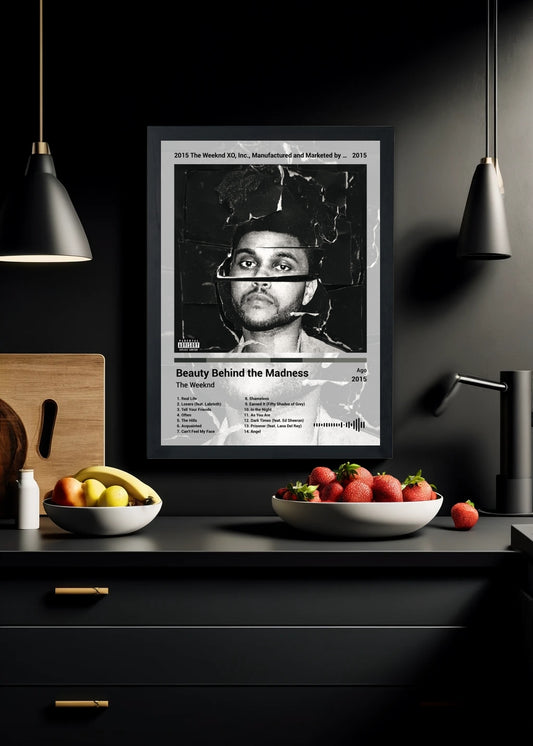 Quadro The Weeknd Beauty Behind the Mad... (Light) Com Vidro