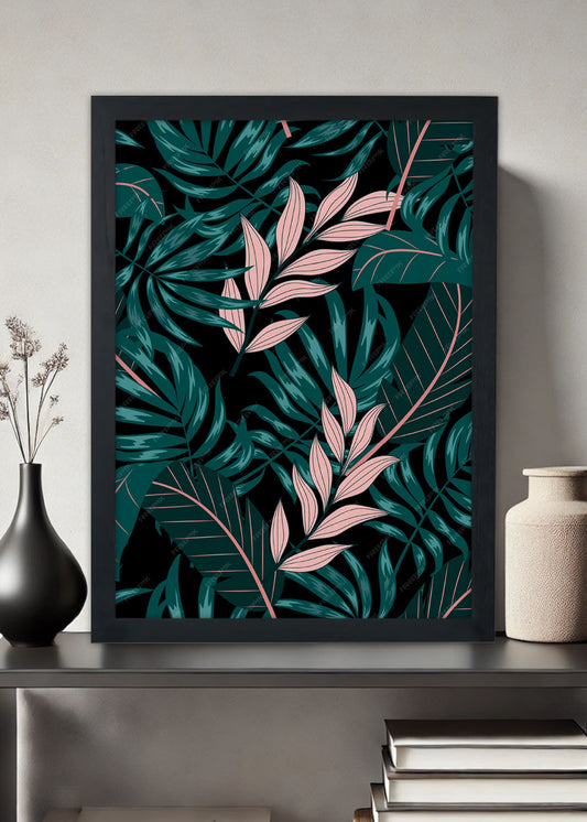 Quadro Decorativo Folhagem abstrato - Com vidro