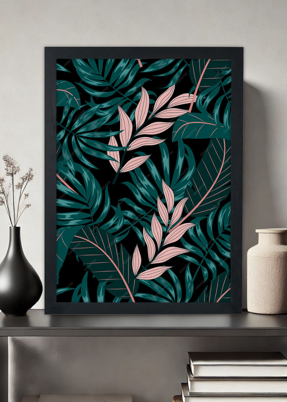 Quadro Decorativo Folhagem abstrato - Com vidro