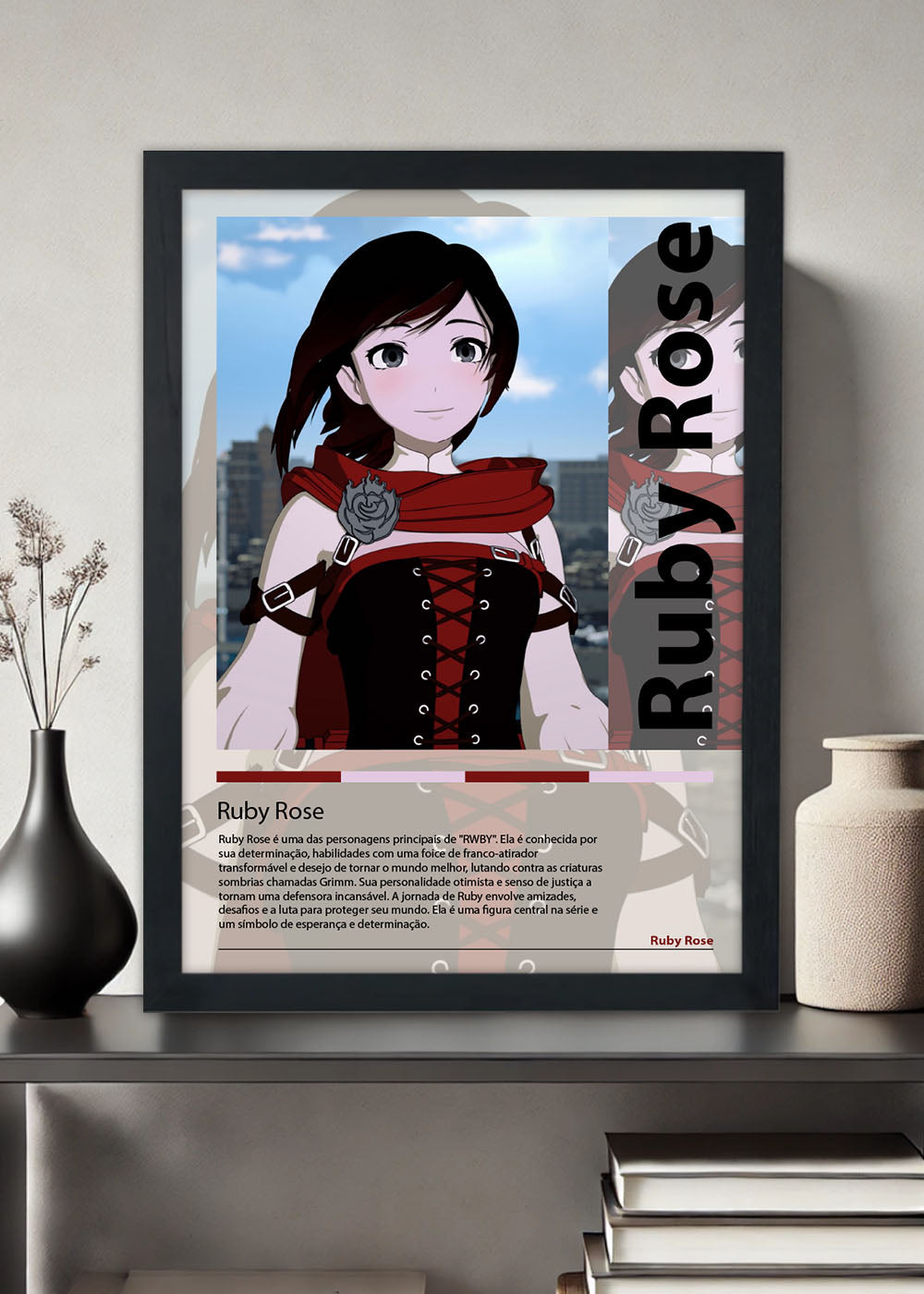 Quadro Decorativo Ruby Rose - RWBY - Com vidro
