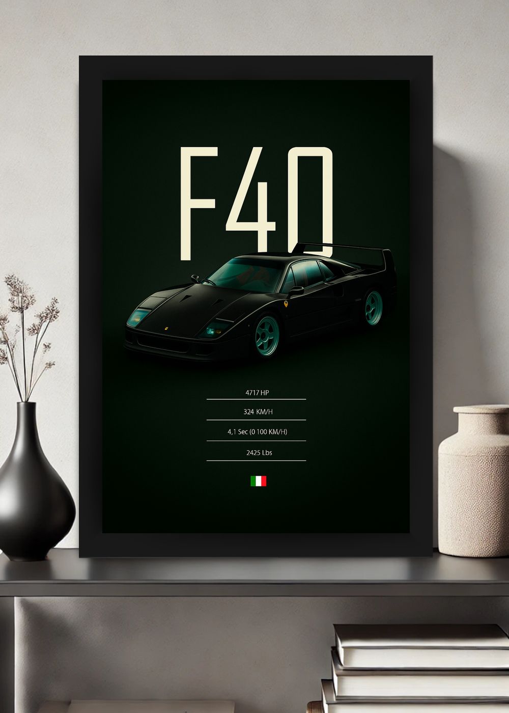 Quadro Ferrari F40 Com Vidro e Moldura