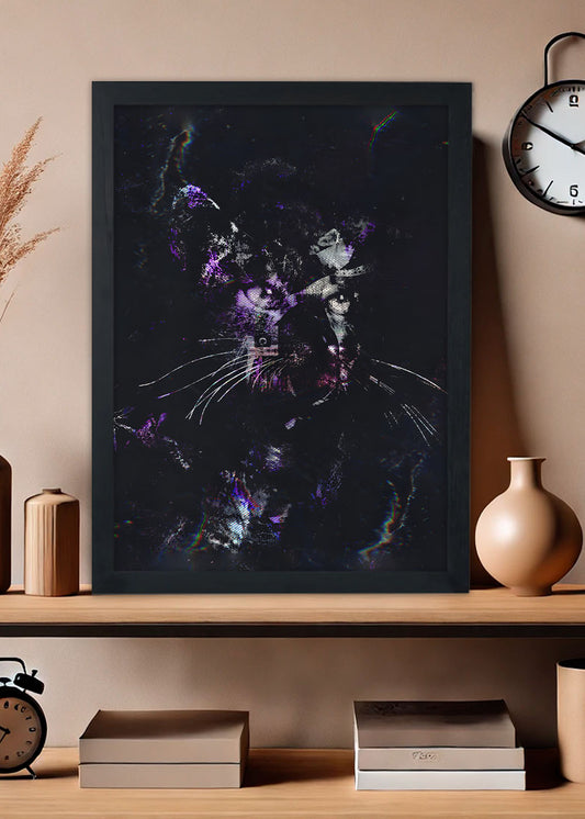 Quadro Decorativo O gato misterioso - Com vidro