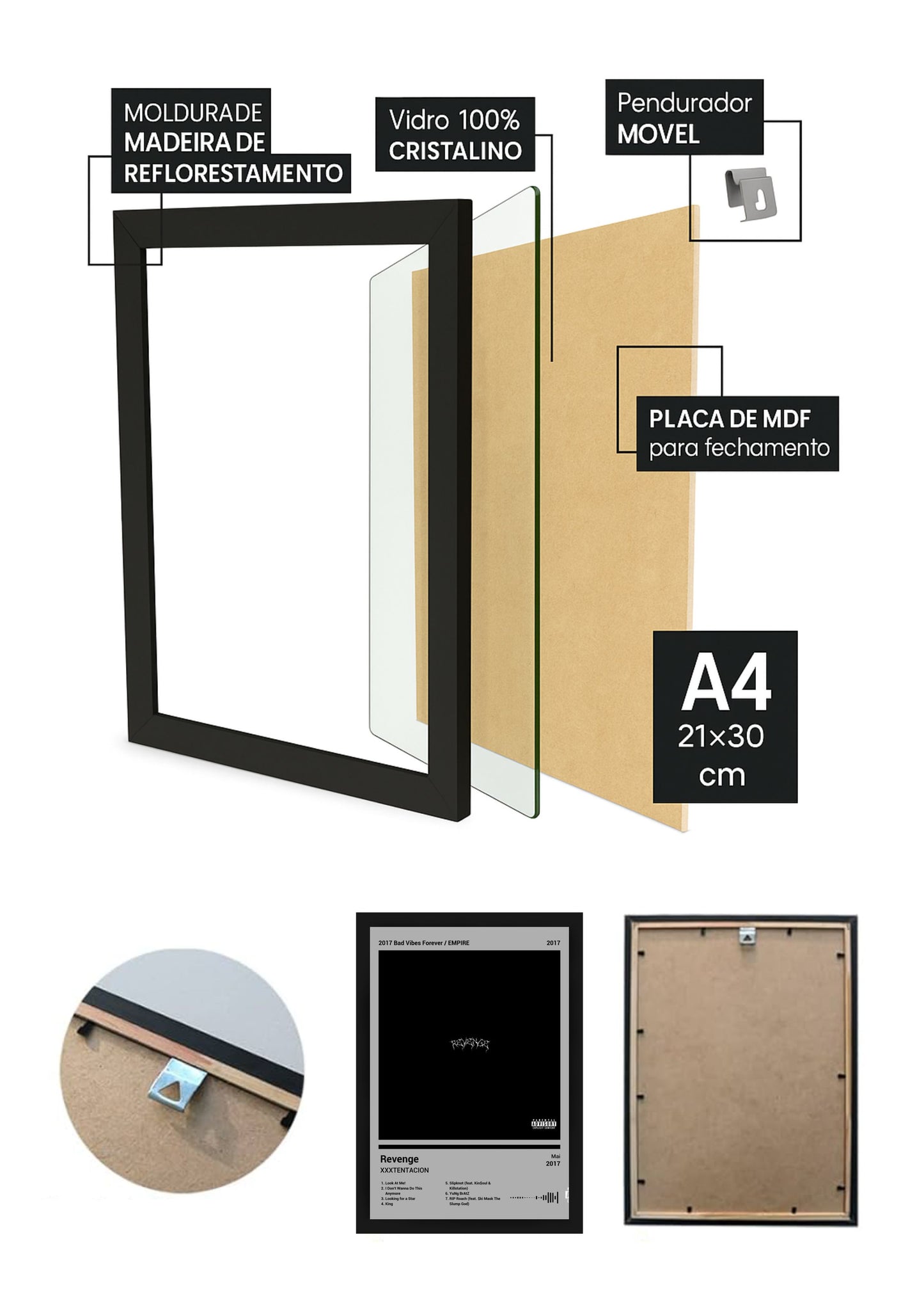 Quadro Decorativo XXXTENTACION Revenge (Light) Com Vidro