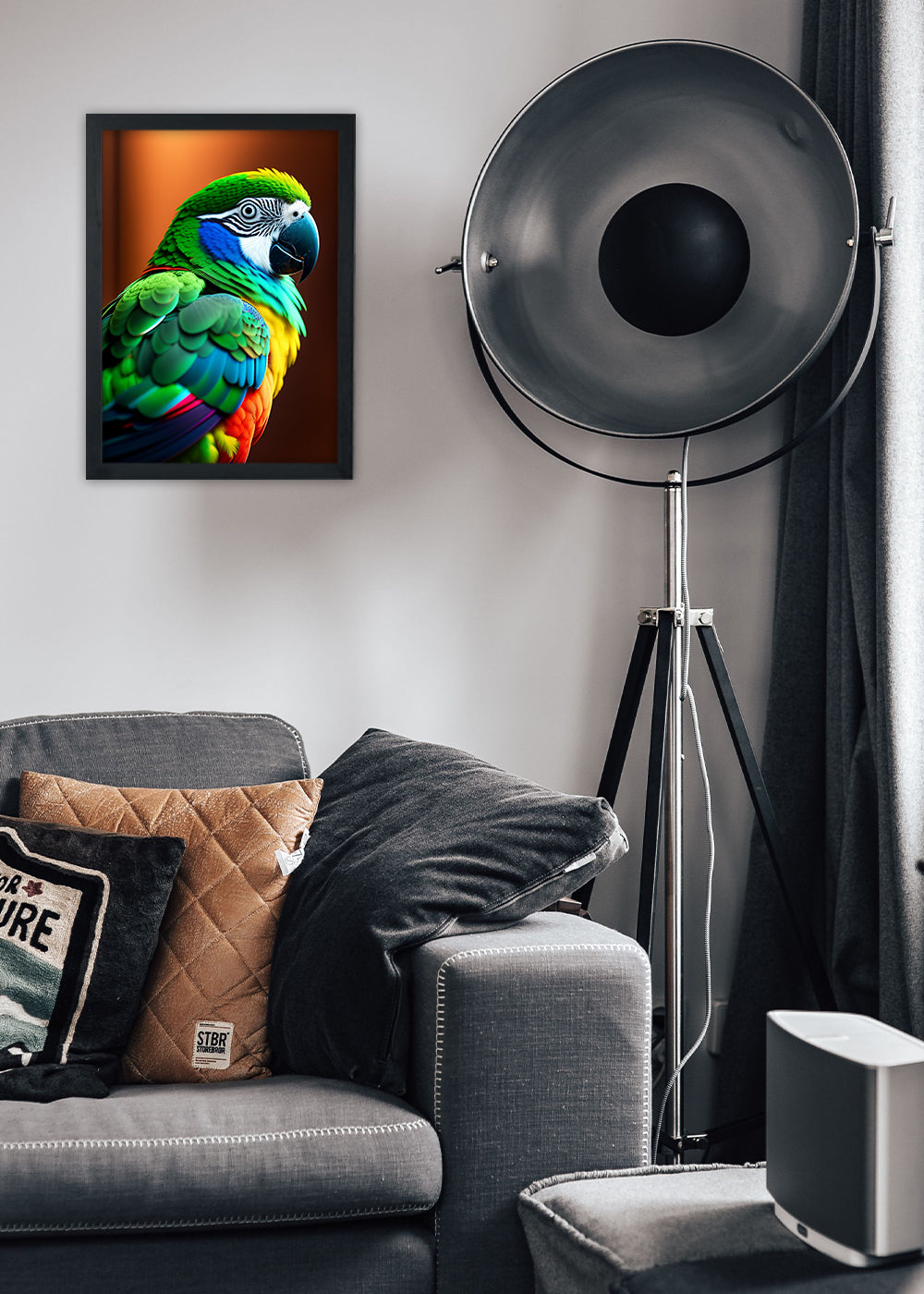 Quadro Decorativo Papagaio selvagem - Animais - Com vidro