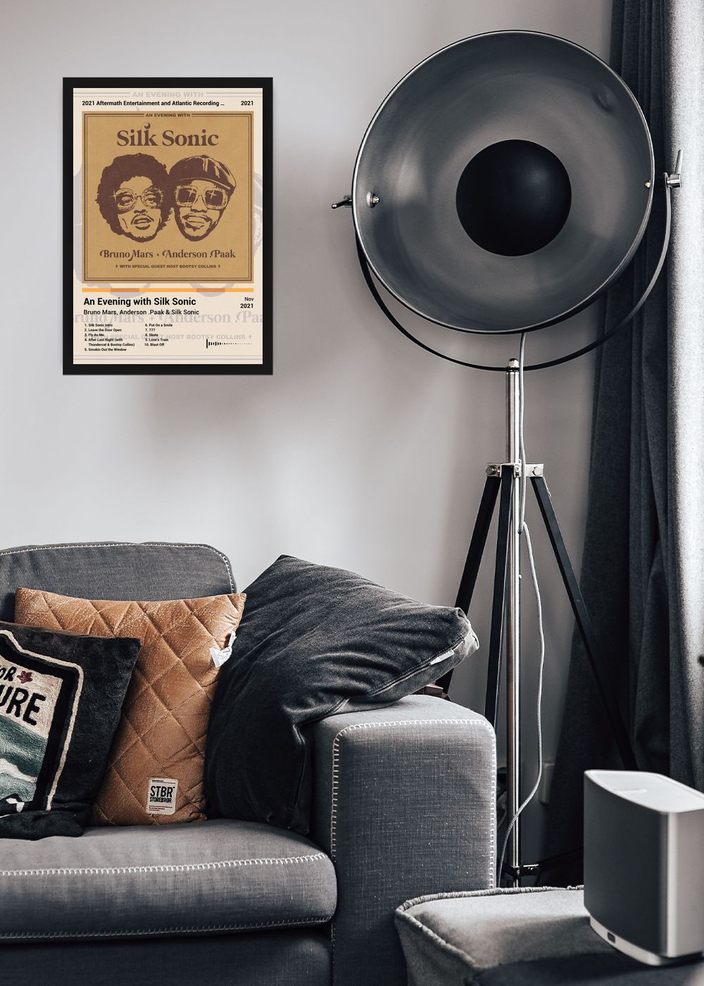 Quadro Bruno Mars An Evening with Silk ... (Light) Com Vidro