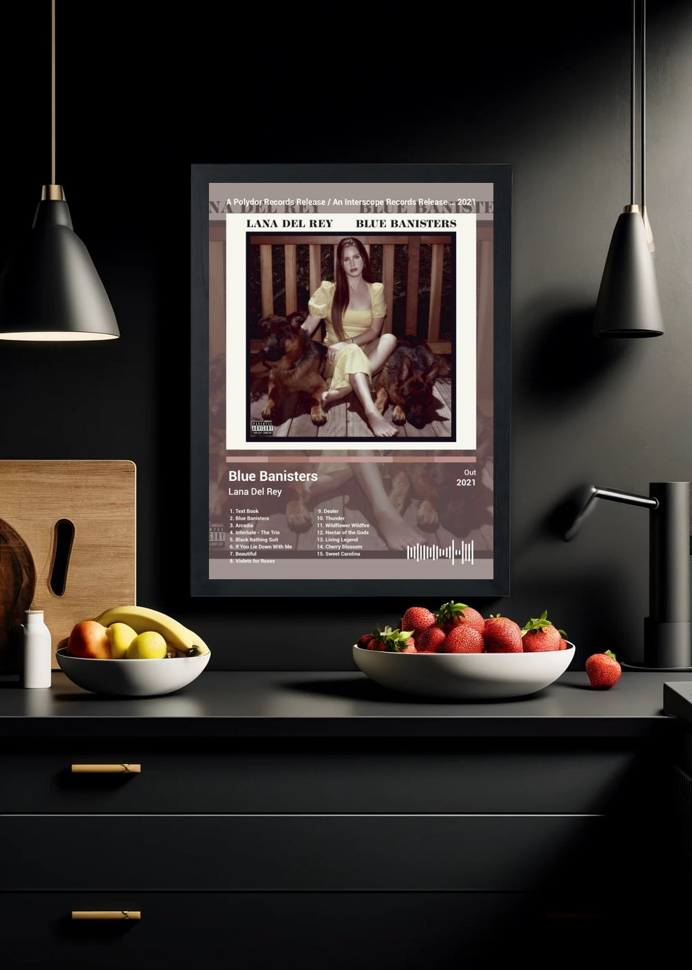 Quadro Lana Del Rey Blue Banisters (Colored) Com Vidro