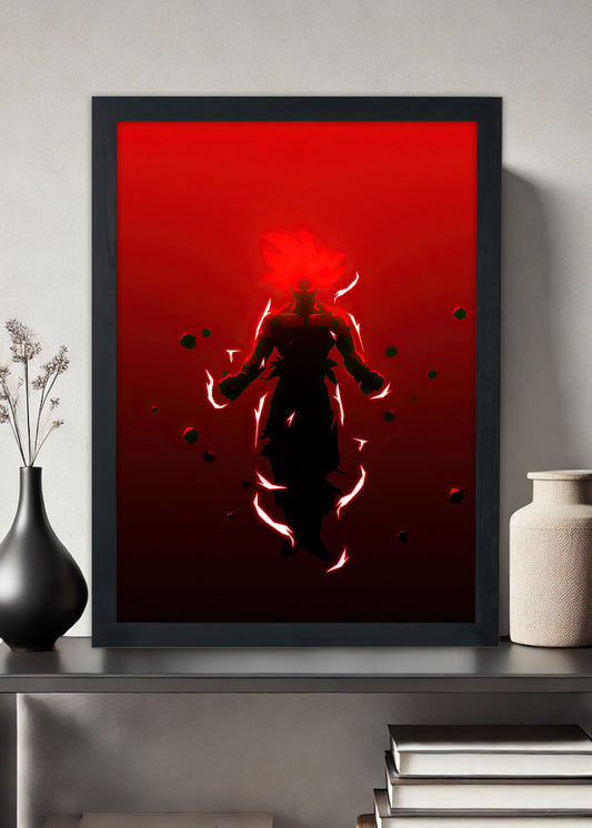 Quadro Dragon ball - Goku furia vermelha - Com vidro