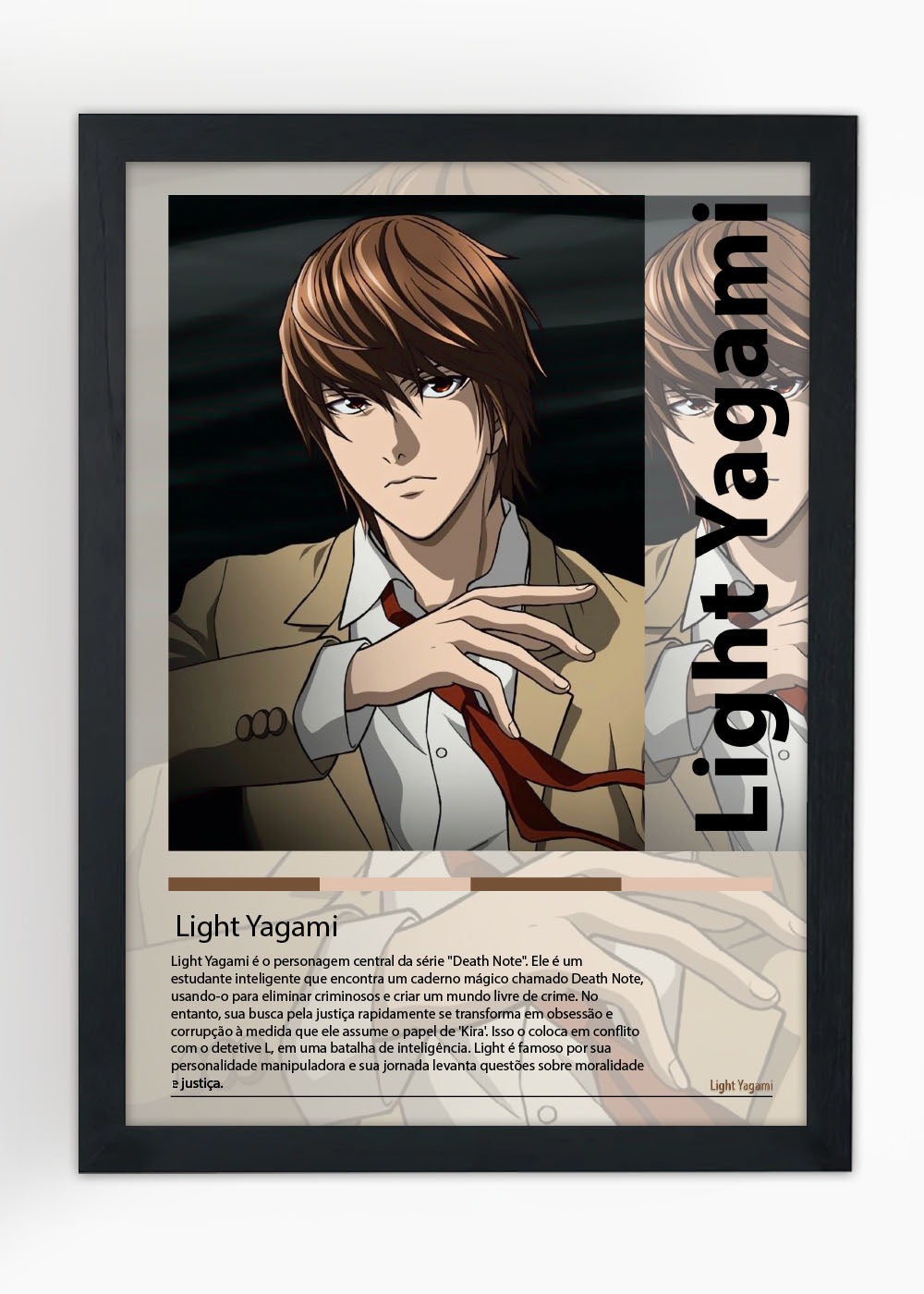 Quadro Decorativo Light Yagami - Death Note - Com vidro