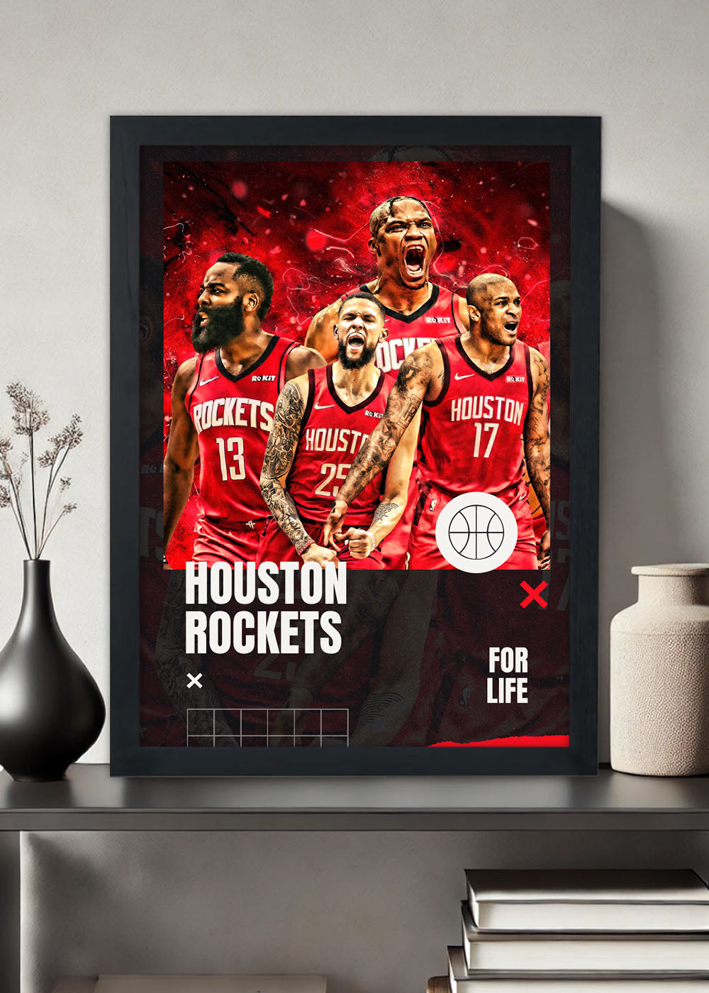 Quadro Decorativo Houston Rockets - Com vidro