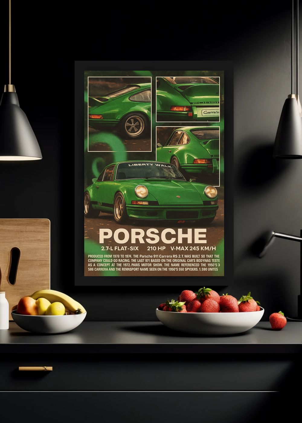 Quadro Com Vidro Porsche 911 Carrera RS com Moldura