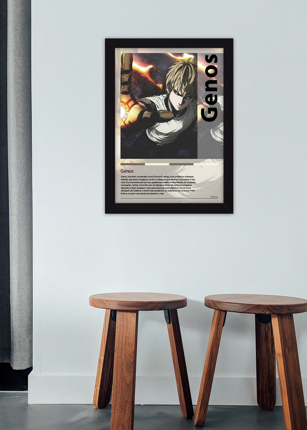 Quadro Decorativo Genos - One-Punch Man - Com vidro