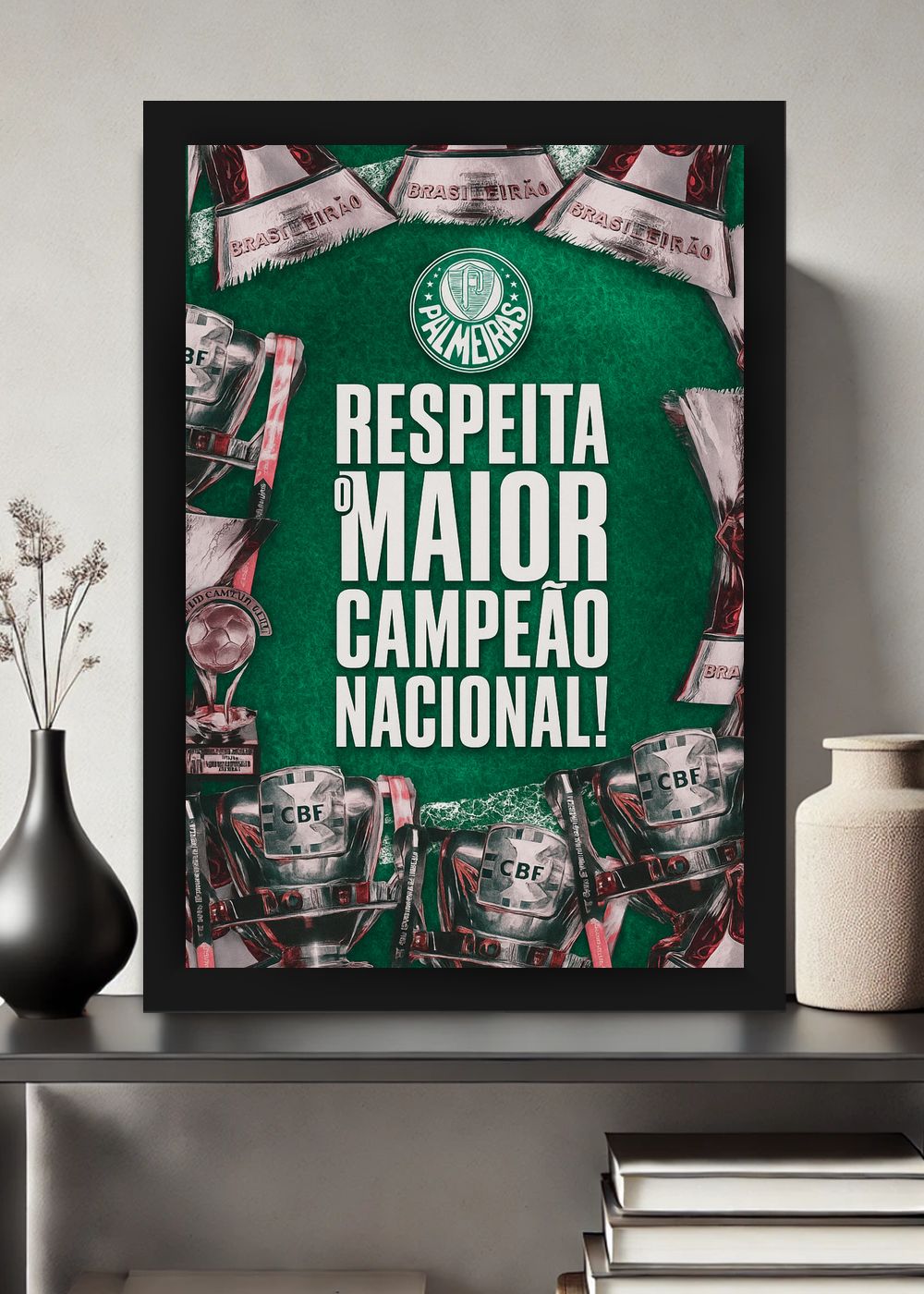 Quadro Com Vidro Palmeiras Respeita o Maior com Moldura