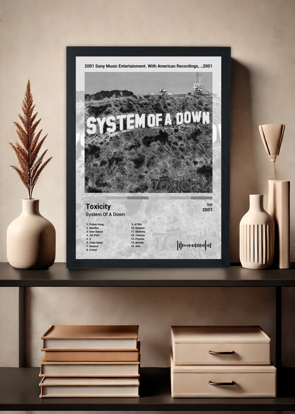 Quadro System Of A Down Toxicity (Black&white) Com Vidro