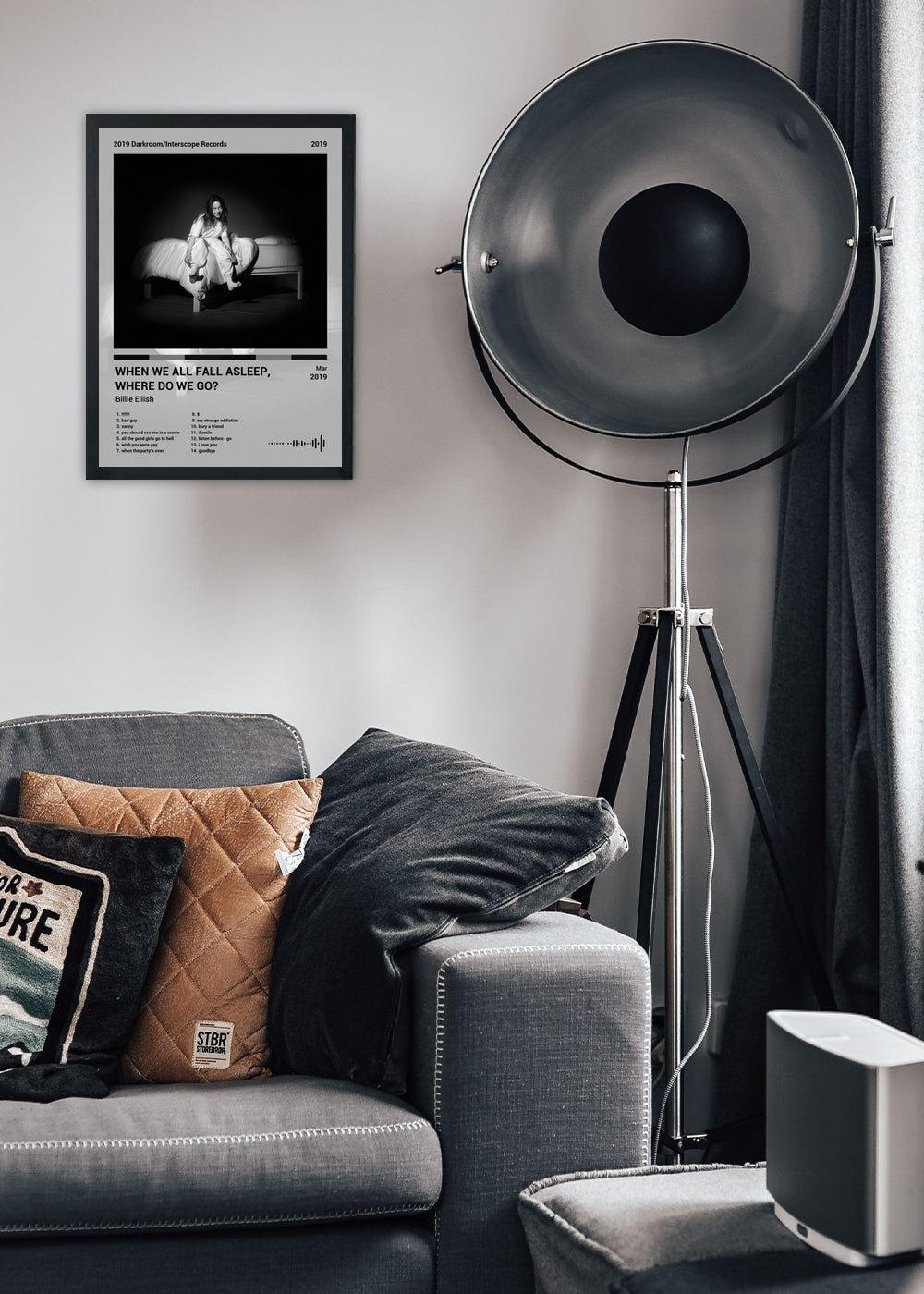 Quadro Billie Eilish WHEN WE ALL ... (Black&white) Com Vidro