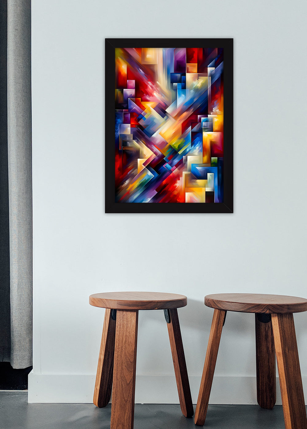 Quadro Decorativo arte Abstrata colorido - Com vidro