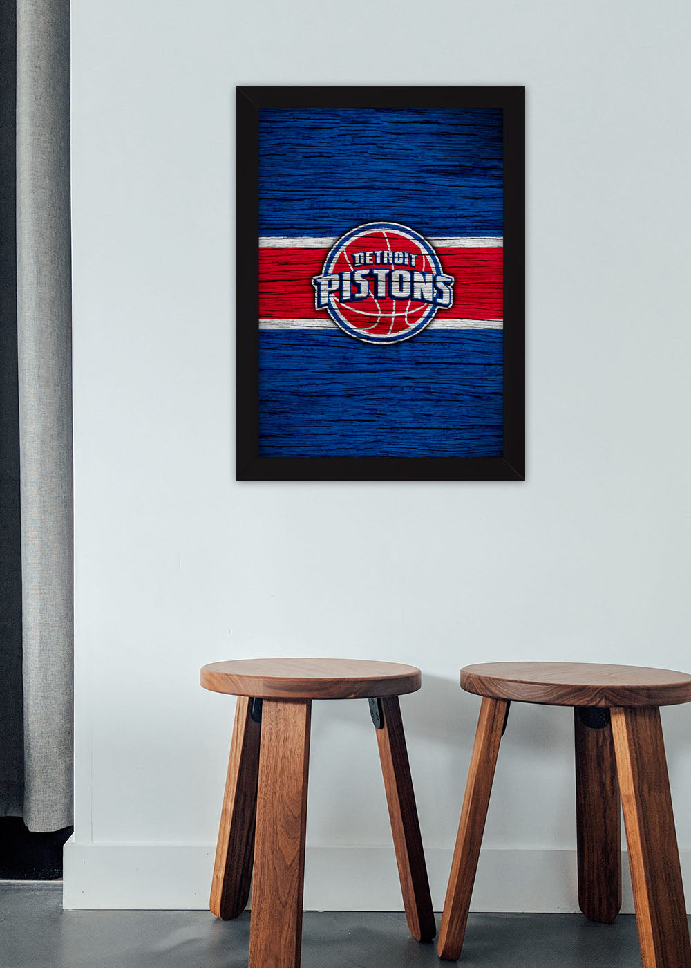 Quadro Decorativo Detroit Pistons - Com vidro