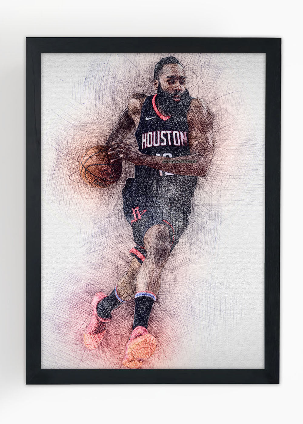 Quadro Decorativo James Harden - Houston Rockets - Com vidro