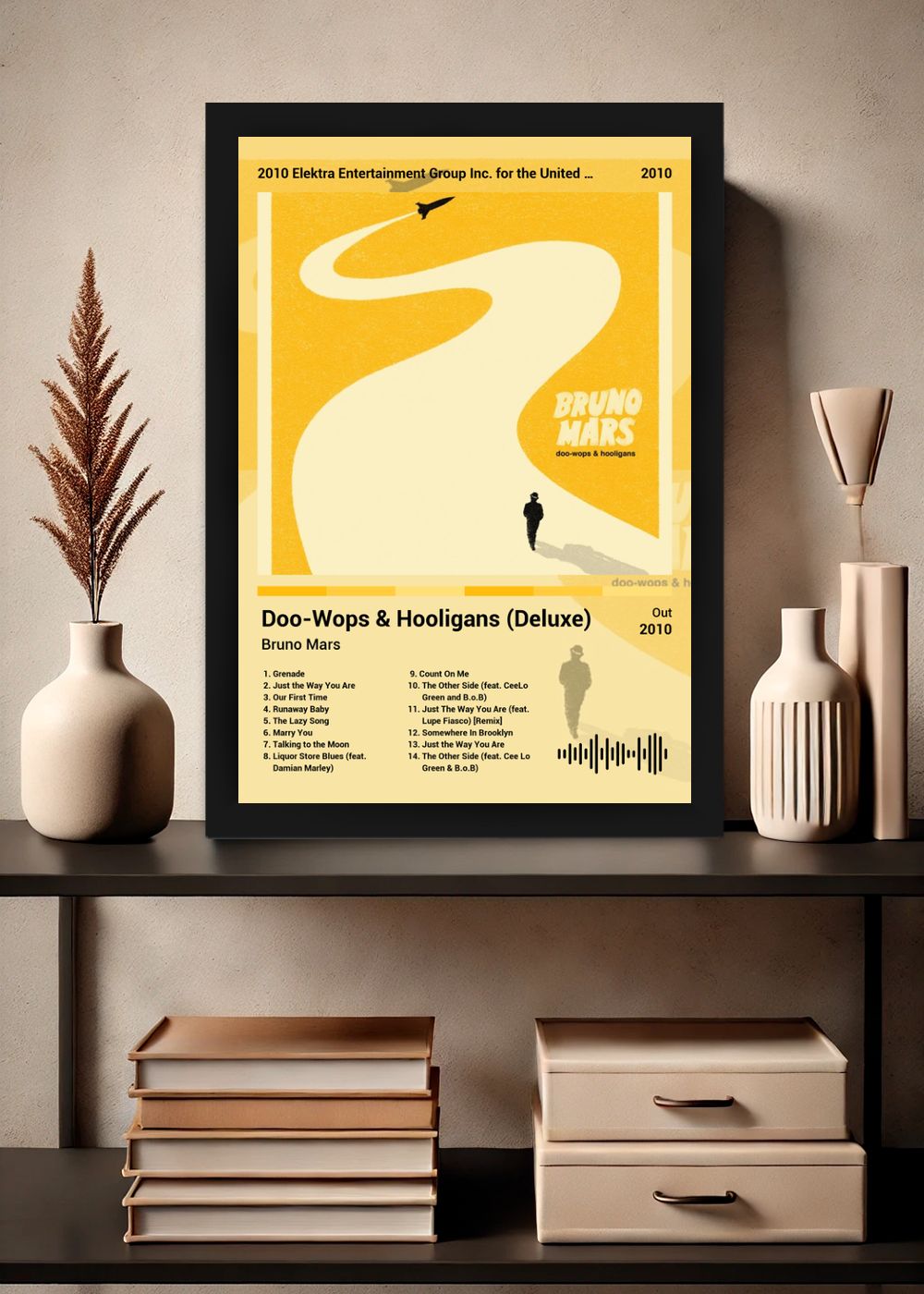 Quadro Bruno Mars DooWops & Hooligans (Colored) Com Vidro