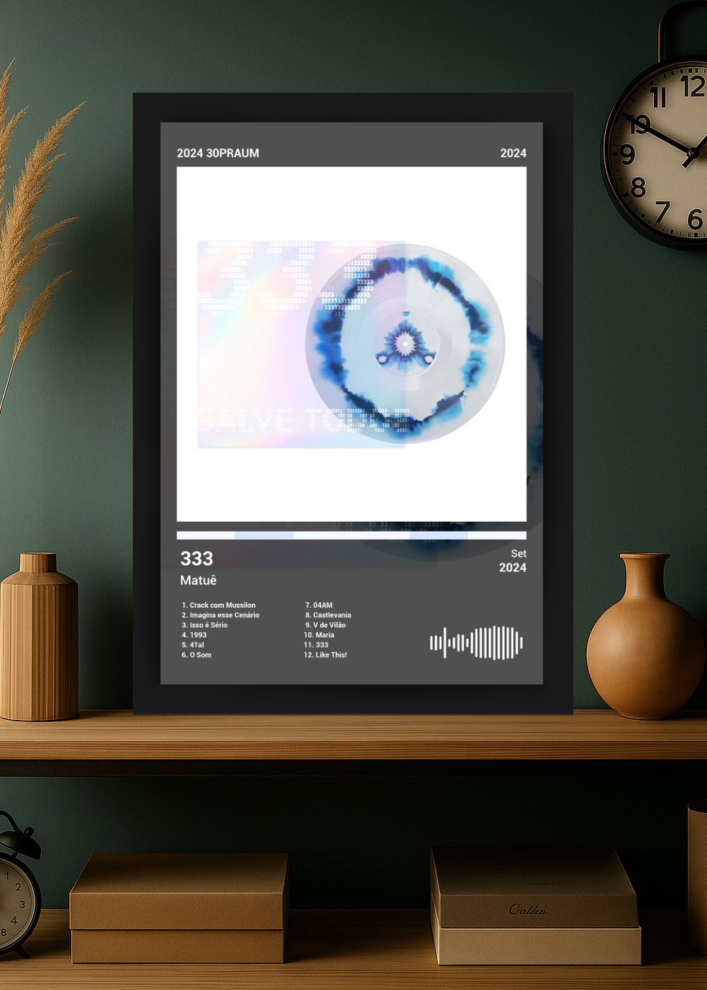 Quadro Decorativo Matuê 333 (Dark) Com Vidro