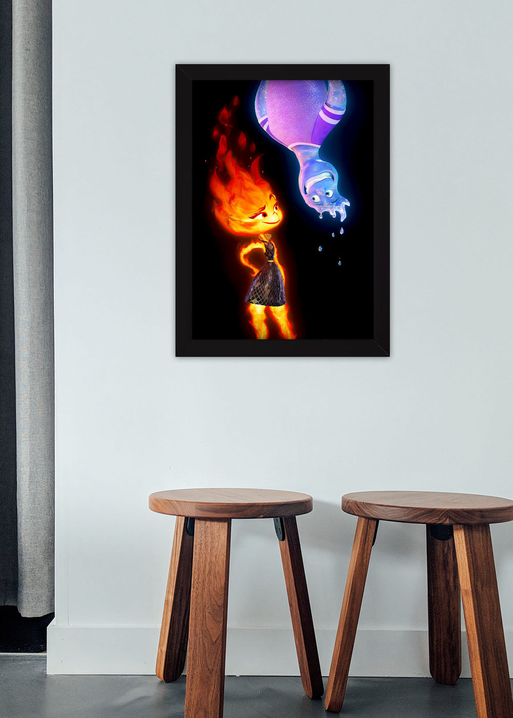 Quadro Decorativo Fogo e a agua - Com vidro