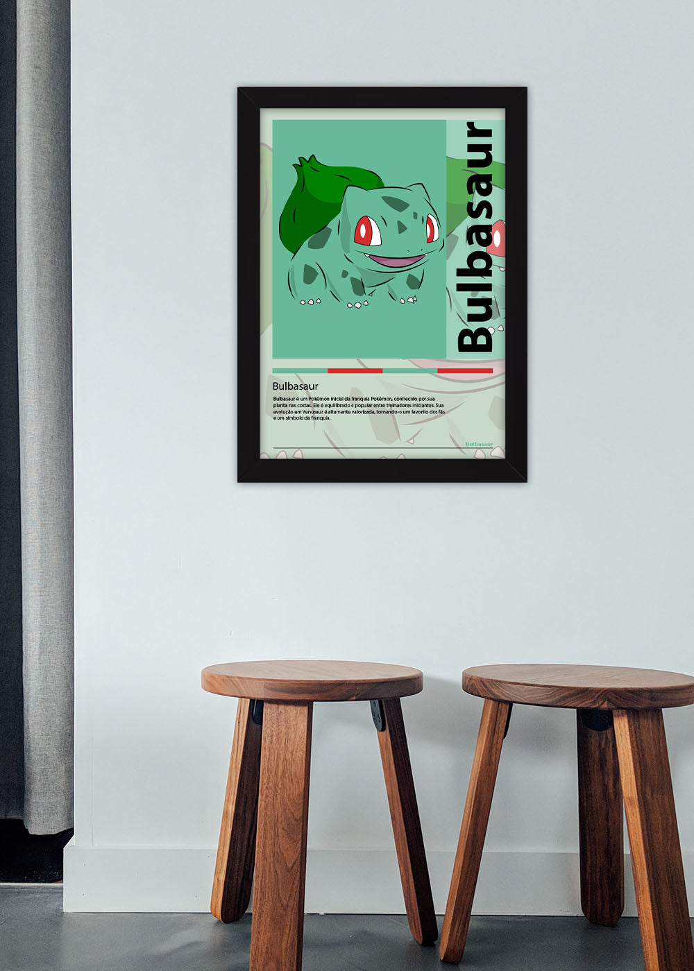 Quadro Decorativo Bulbasaur - Pokémon - Com vidro