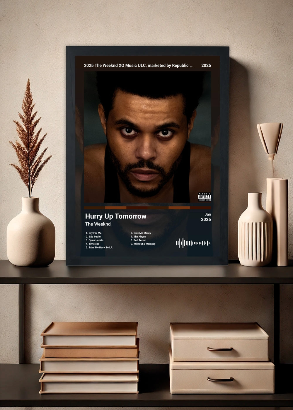 Quadro The Weeknd Hurry Up Tomorrow (Duotone) Com Vidro