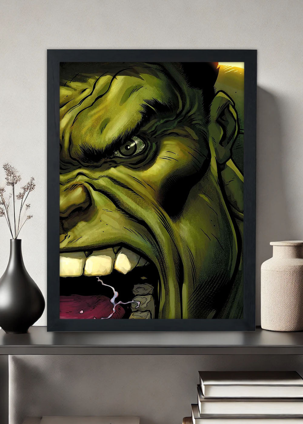 Quadro Heroi Marvel - Hulk agressivo - Com vidro