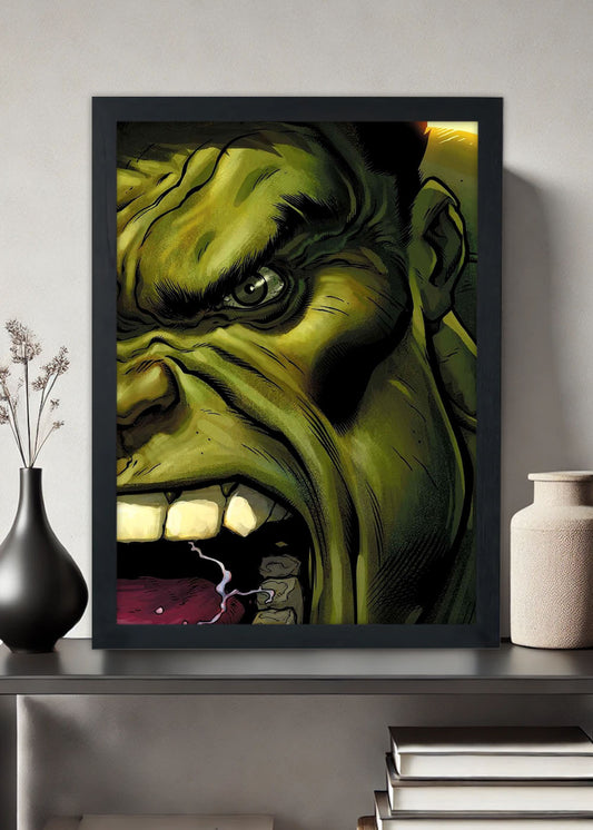 Quadro Heroi Marvel - Hulk agressivo - Com vidro