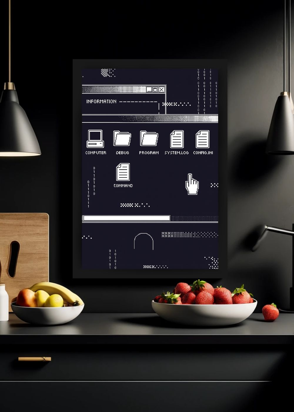Quadro Área de Trabalho Retrô com Vidro e Moldura